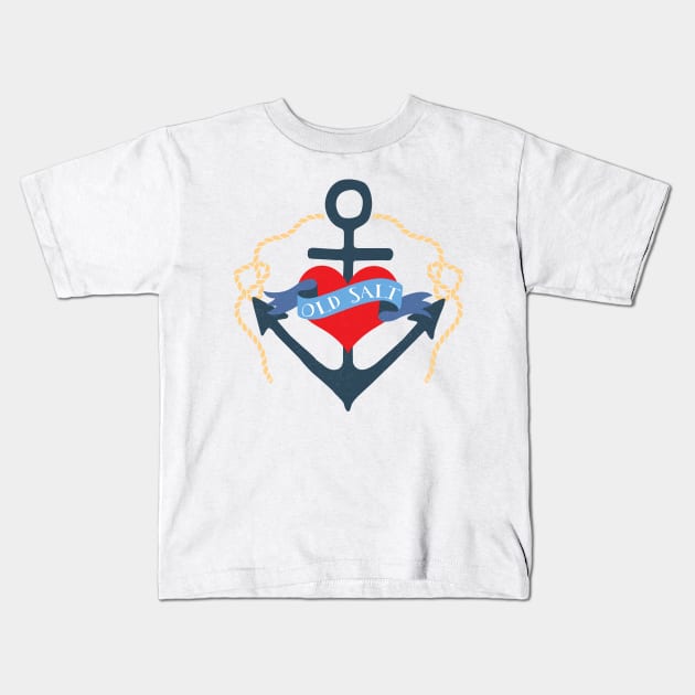 Old Salt Nautical Anchor Kids T-Shirt by AntiqueImages
